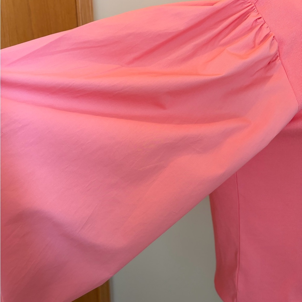 #417 1. State NWT Coral Peach V-Neck Puff Sleeve Blouse - Picture 7 of 11